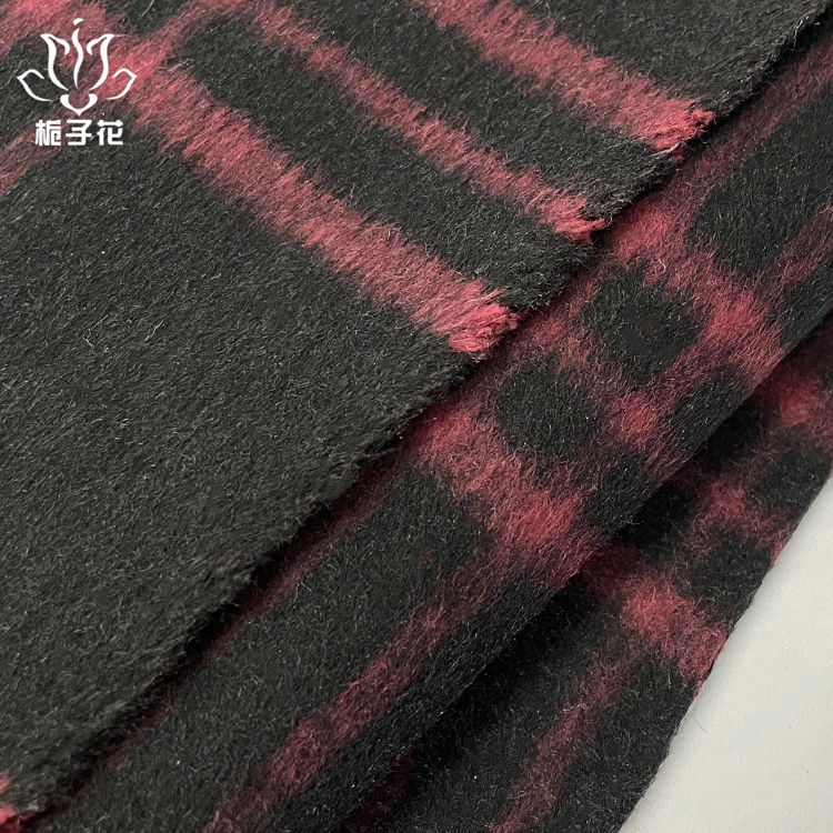 粗纺色织面料工厂供应双面毛呢格子面料
