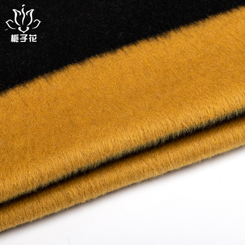 粗仿呢厂家定制姜黄色顺毛条纹布料